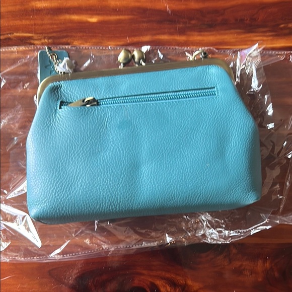 Anuschka Blue Leather Wristlet Clutch with Pebbled Texture - Picture 1 of 12
